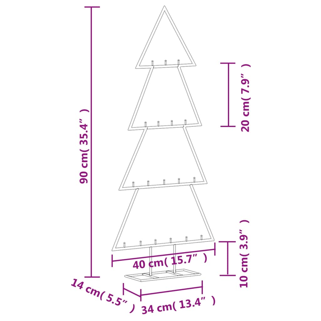 Arbre de Noël en métal pour décoration noir 90 cm - XIOS