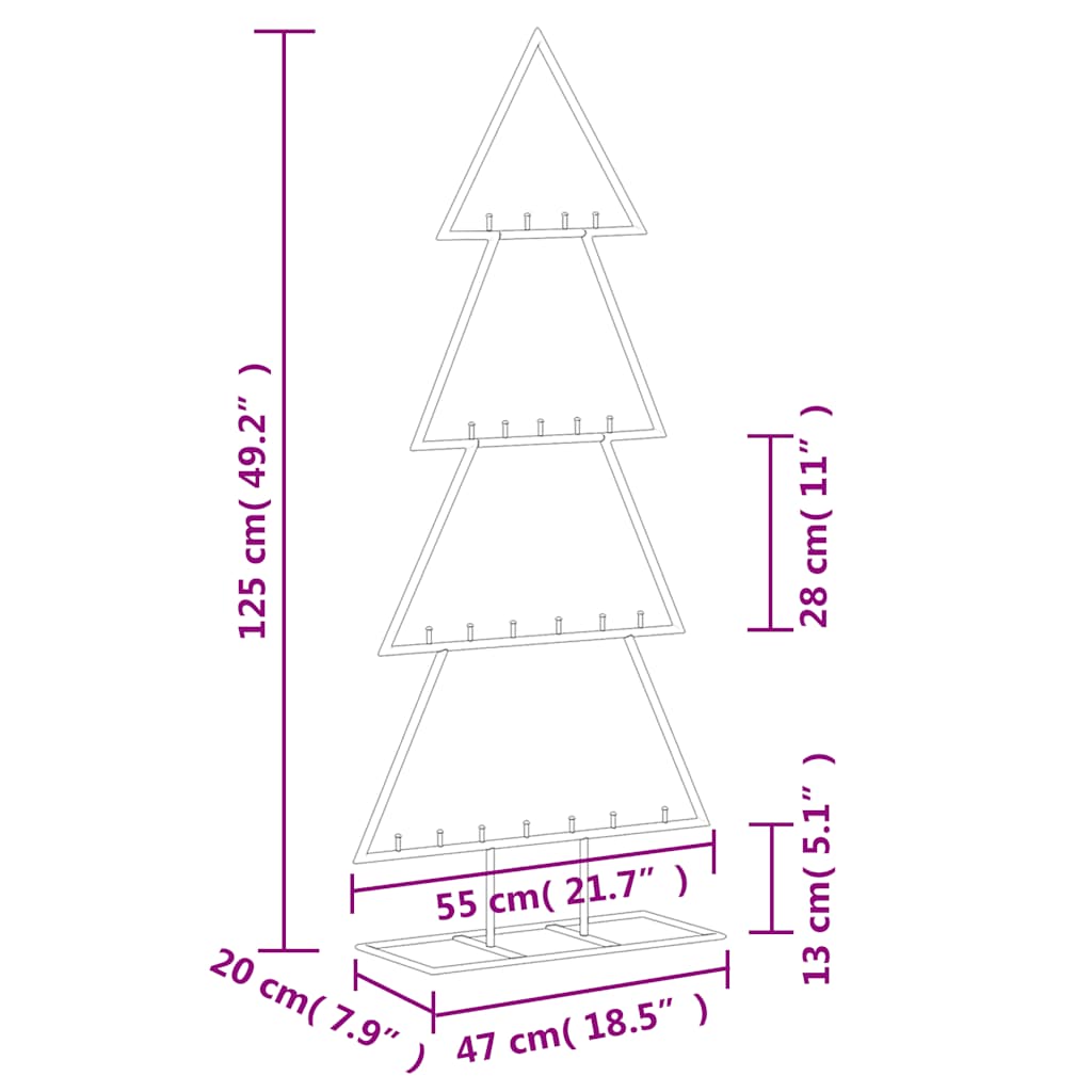 Arbre de Noël en métal pour décoration noir 125 cm - XIOS