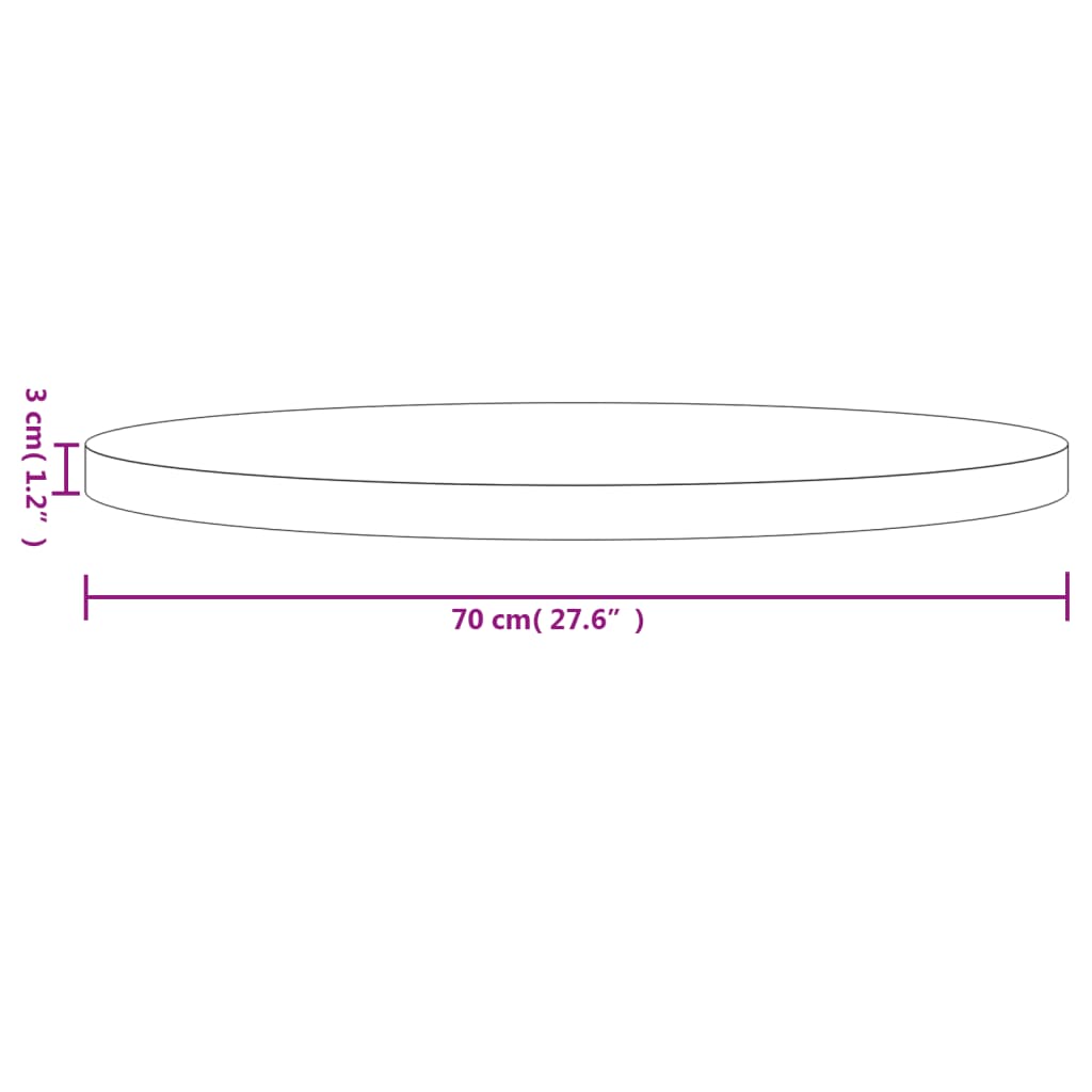 Dessus de table rond Ø70x3 cm bois de pin massif Plateaux de table vidaXL