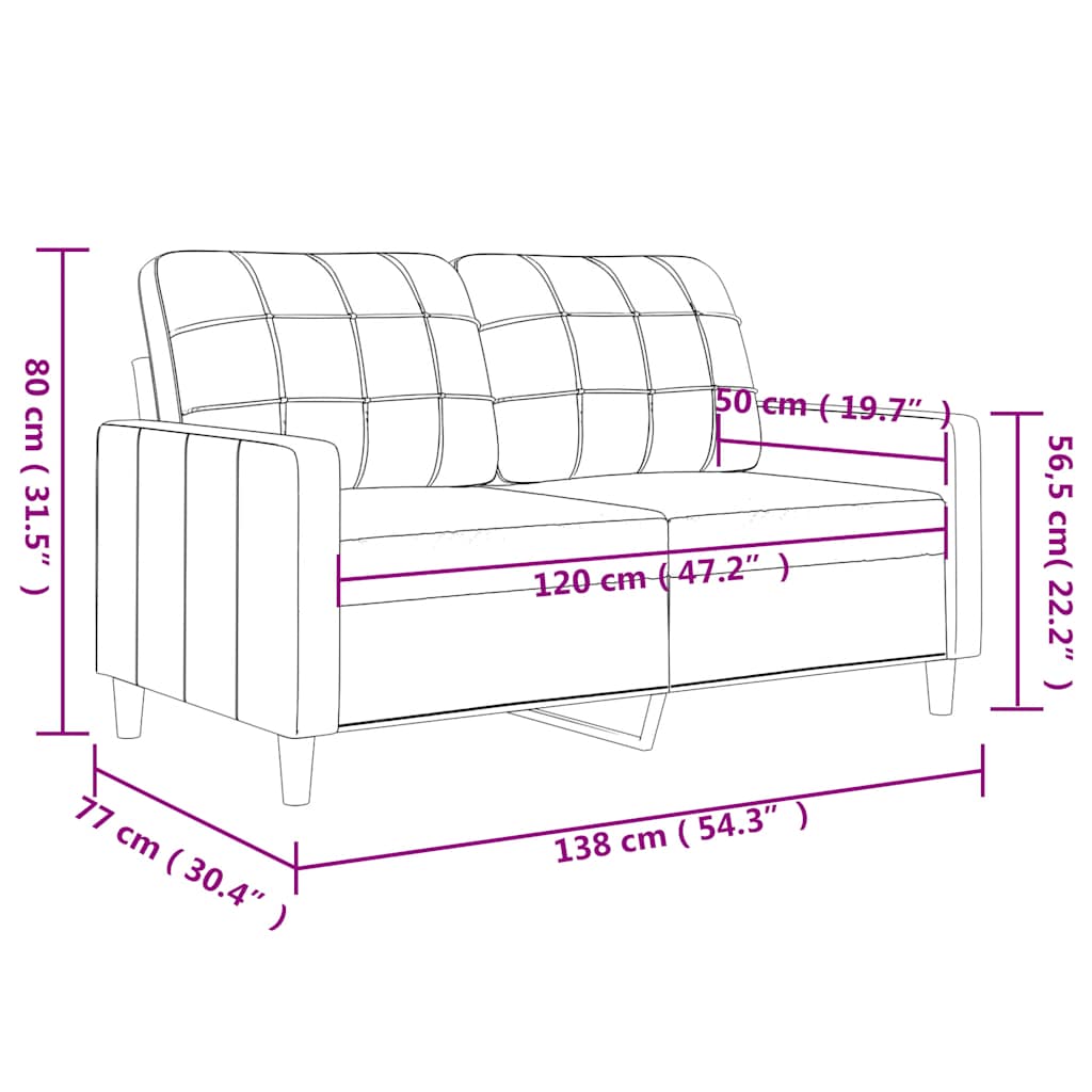 Canapé à 2 places Rouge bordeaux 120 cm Tissu - XIOS