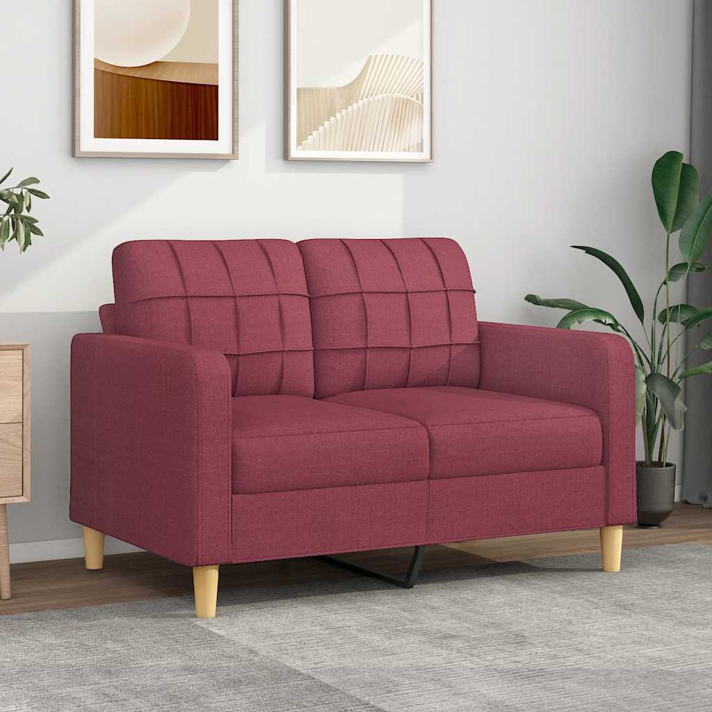 Canapé à 2 places Rouge bordeaux 120 cm Tissu - XIOS
