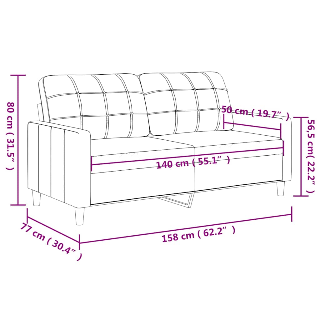 Canapé à 2 places Gris clair 140 cm Tissu - XIOS