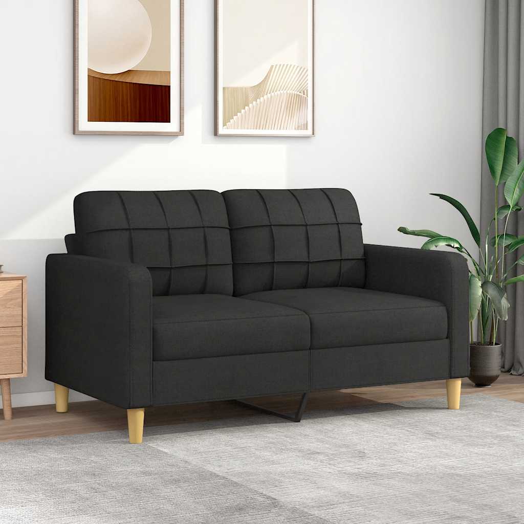 Canapé à 2 places Noir 140 cm Tissu - XIOS