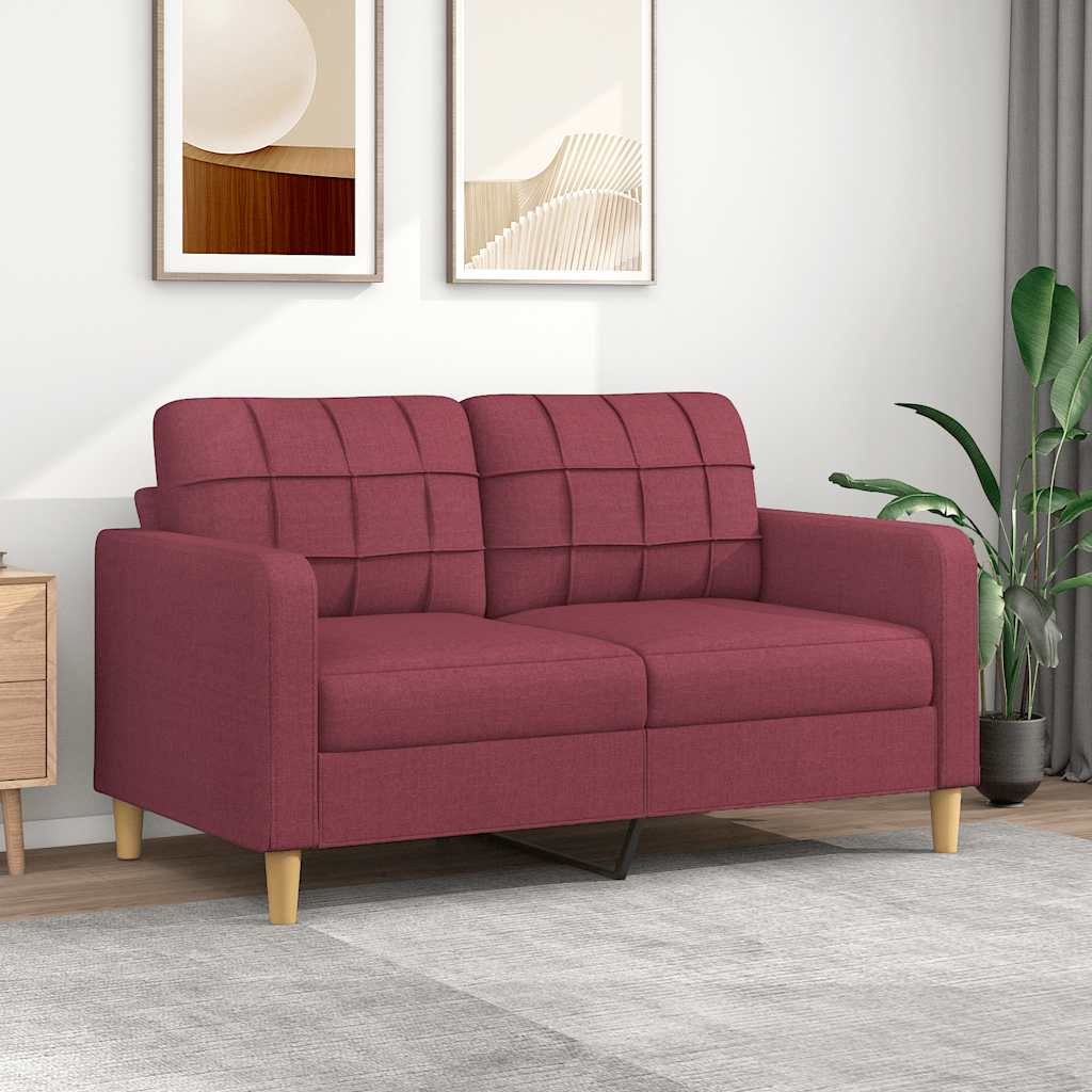 Canapé à 2 places Rouge bordeaux 140 cm Tissu - XIOS