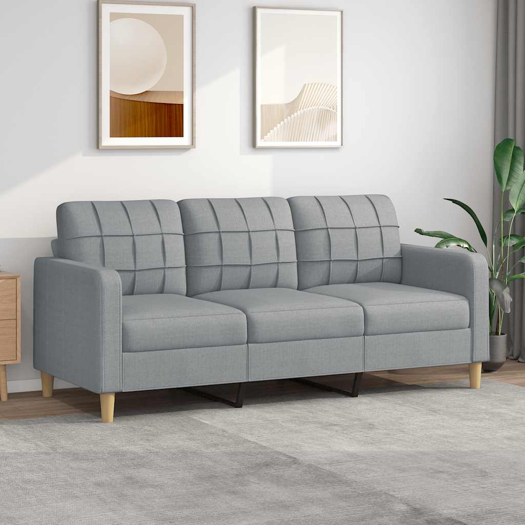 Canapé à 3 places Gris clair 180 cm Tissu - XIOS