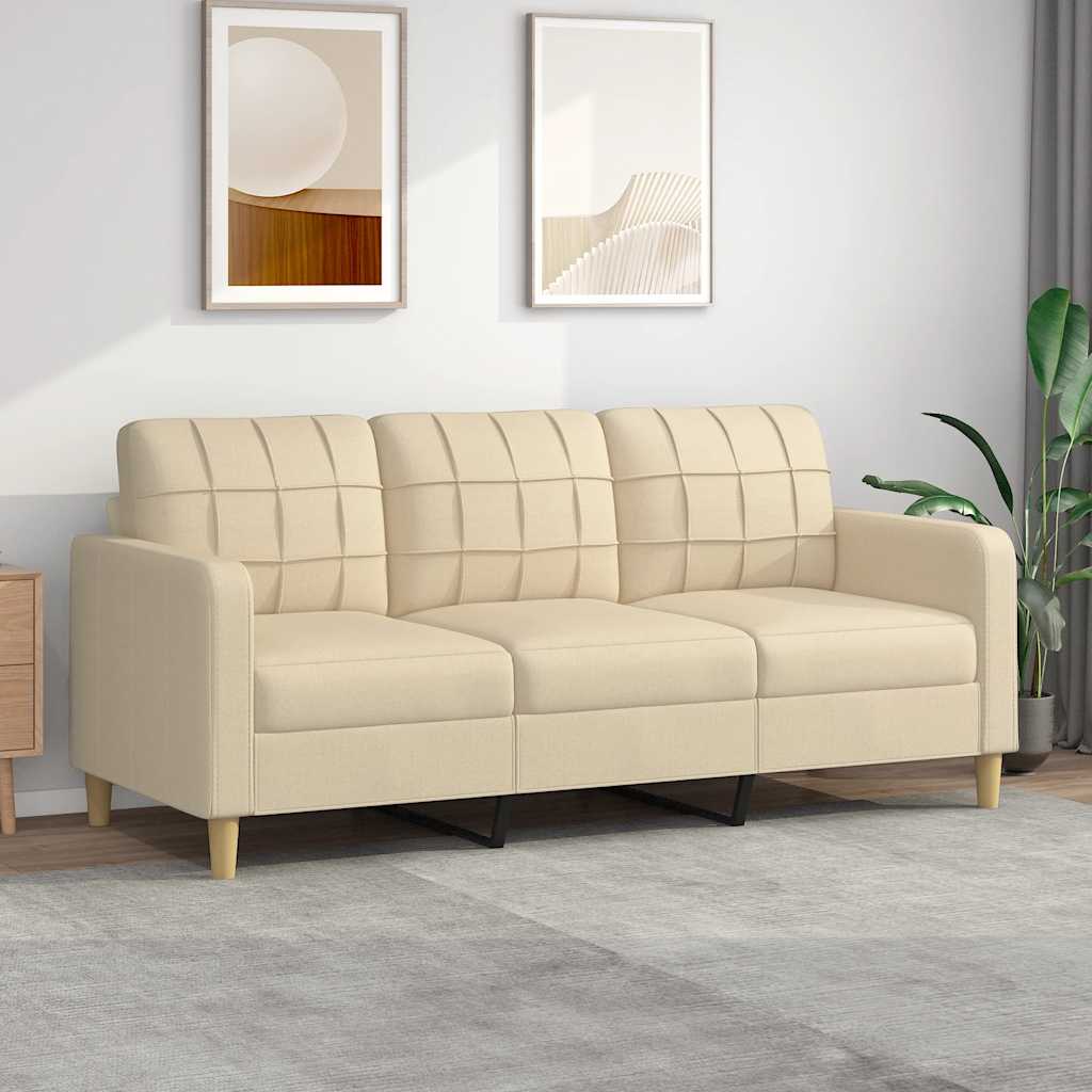 Canapé à 3 places Crème 180 cm Tissu - XIOS