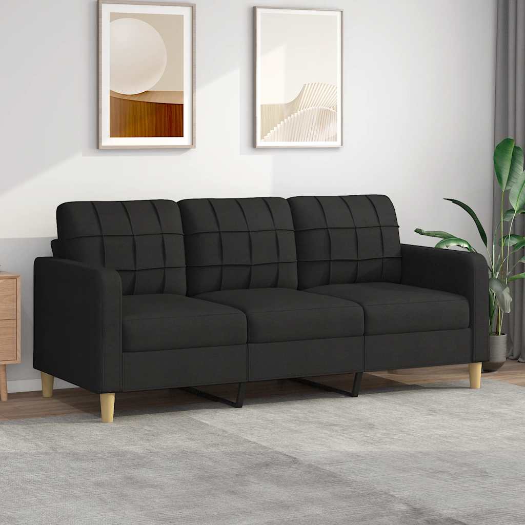 Canapé à 3 places Noir 180 cm Tissu - XIOS
