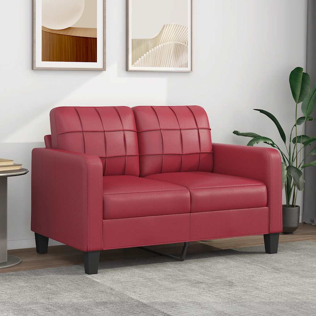 Canapé à 2 places Rouge bordeaux 120 cm Similicuir - XIOS
