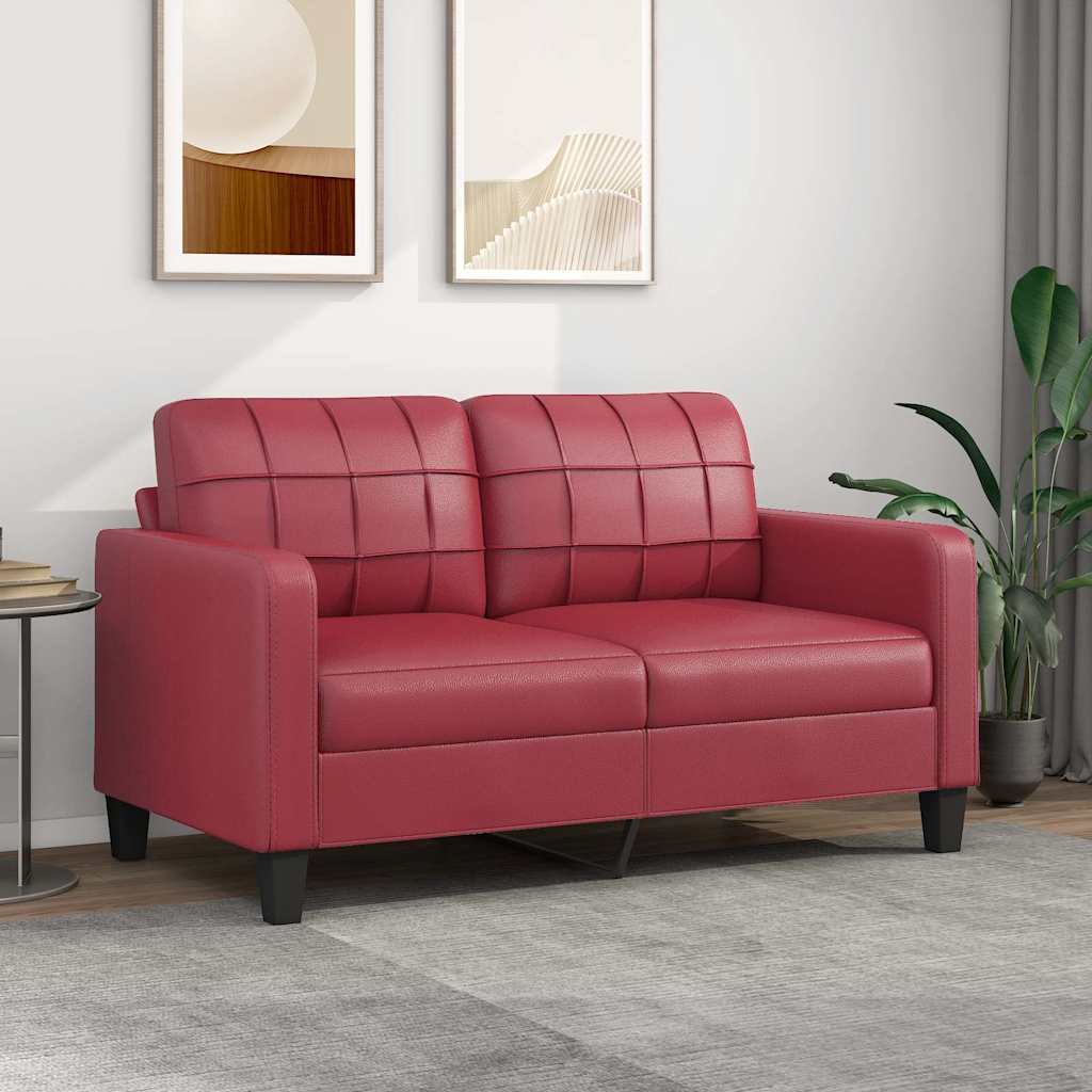 Canapé à 2 places Rouge bordeaux 140 cm Similicuir - XIOS