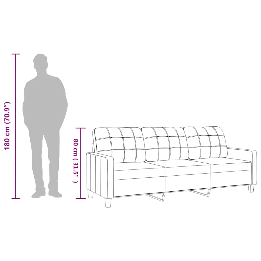 Canapé à 3 places Noir 180 cm Similicuir