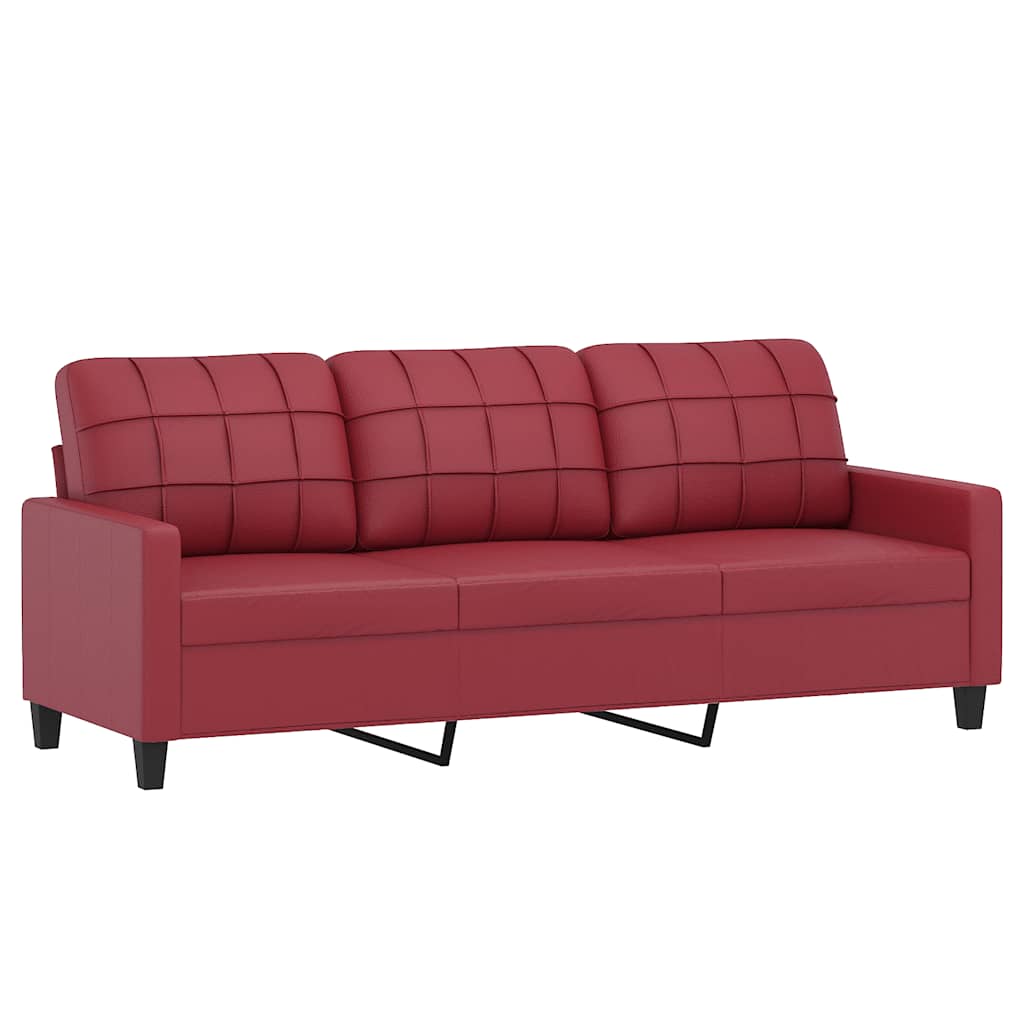Canapé à 3 places Rouge bordeaux 180 cm Similicuir - XIOS