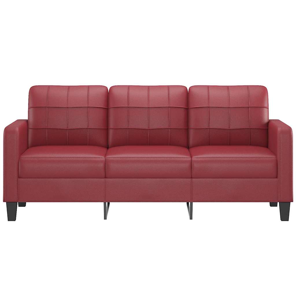 Canapé à 3 places Rouge bordeaux 180 cm Similicuir - XIOS