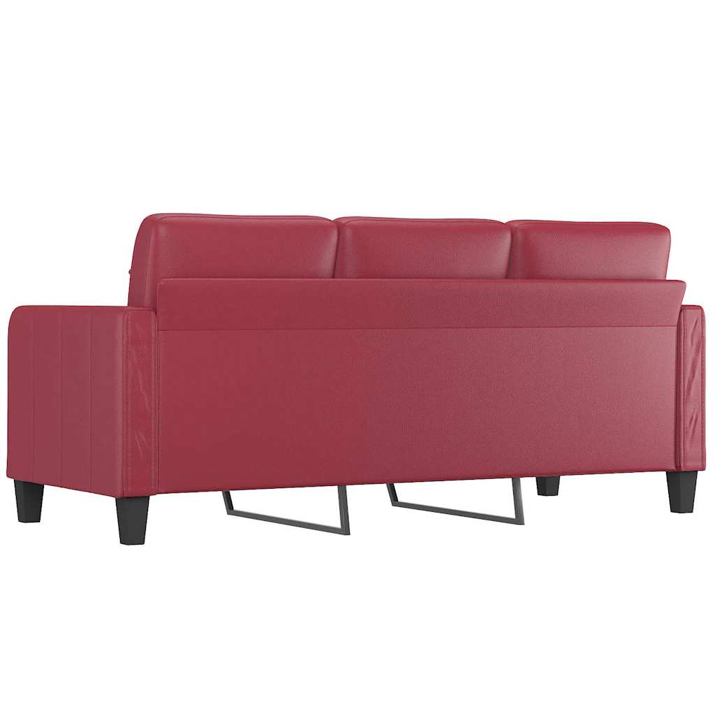 Canapé à 3 places Rouge bordeaux 180 cm Similicuir - XIOS