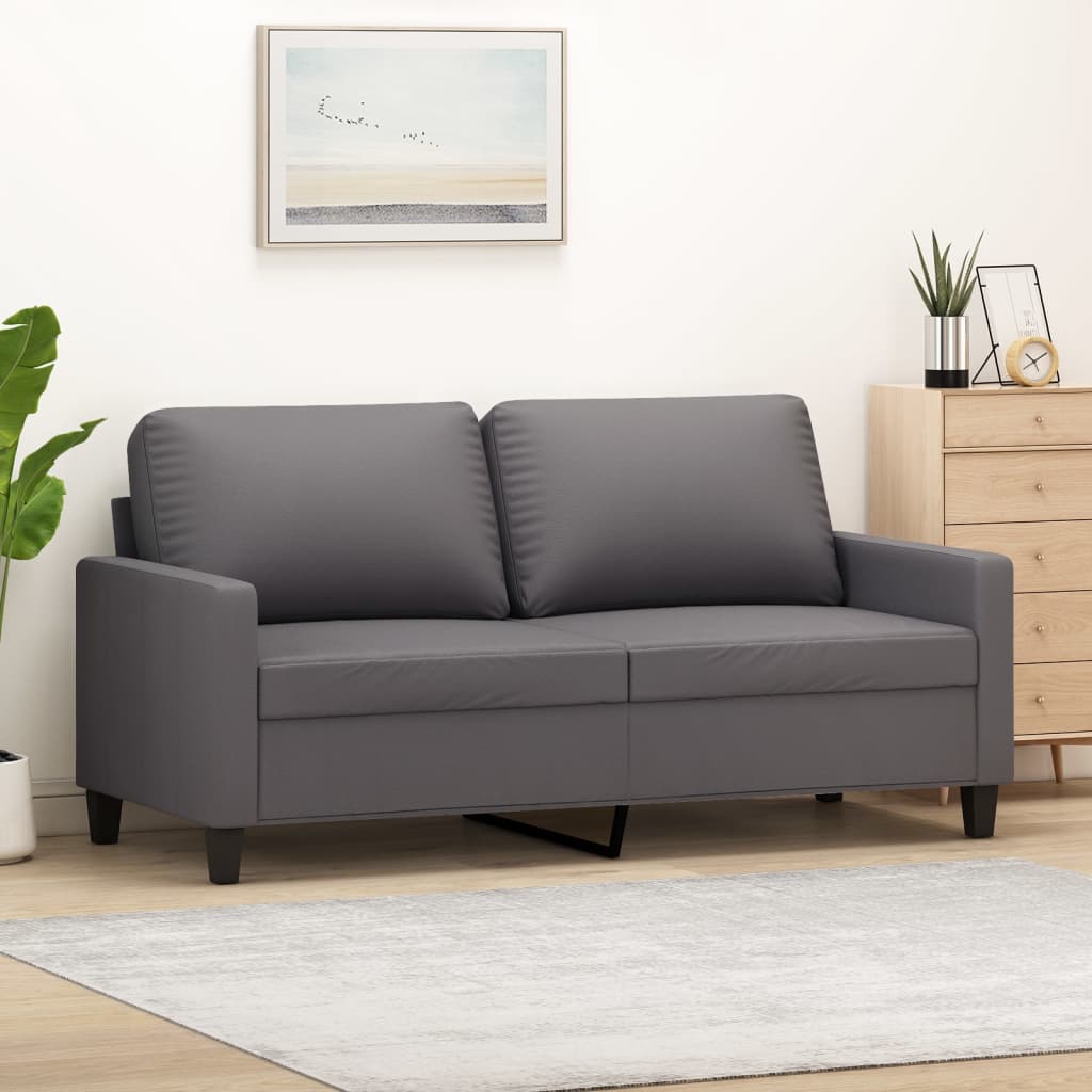 Canapé à 2 places Gris 140 cm Similicuir - XIOS