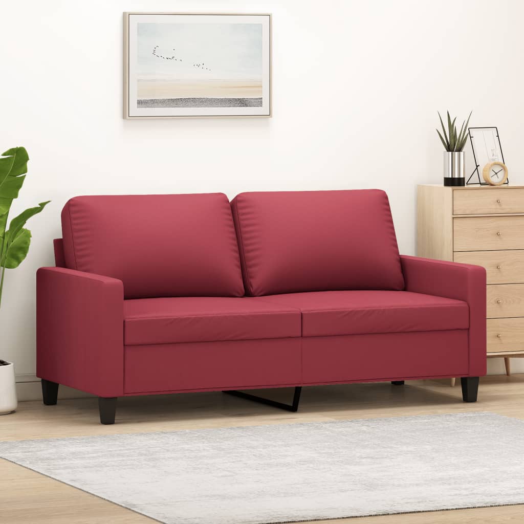 Canapé à 2 places Rouge bordeaux 140 cm Similicuir - XIOS