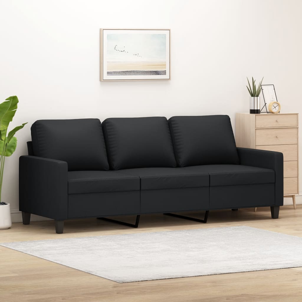 Canapé à 3 places Noir 180 cm Similicuir - XIOS