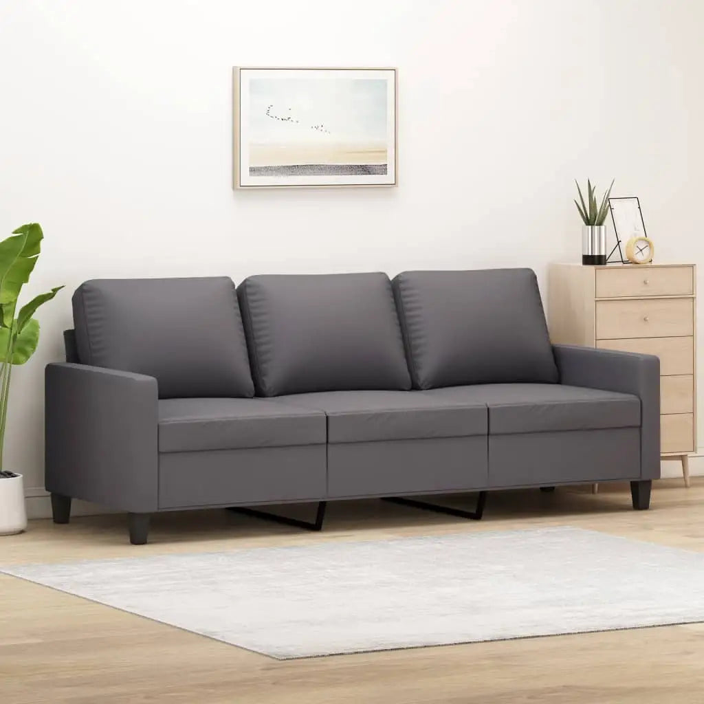 Canapé à 3 places Gris 180 cm Similicuir - XIOS