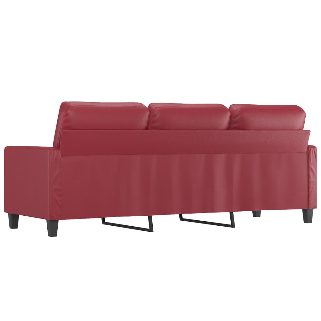Canapé à 3 places Rouge bordeaux 180 cm Similicuir - XIOS