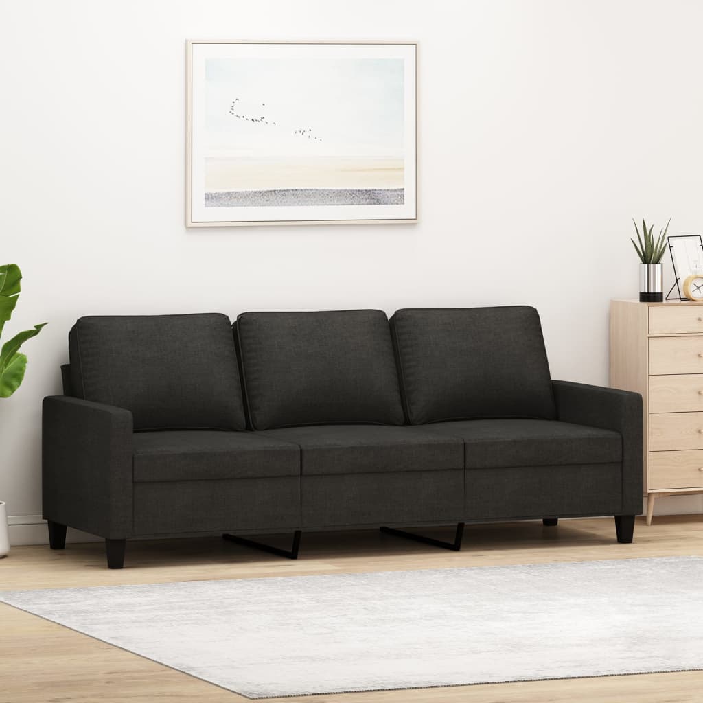 Canapé à 3 places Noir 180 cm Tissu - XIOS