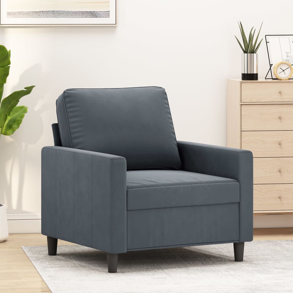 Fauteuil Gris foncé 60 cm Velours - XIOS