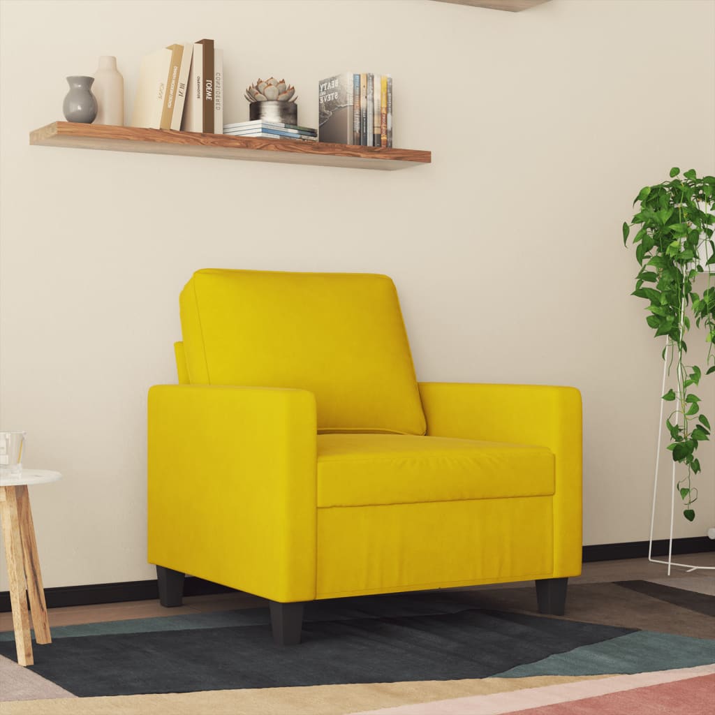 Fauteuil Jaune 60 cm Velours - XIOS
