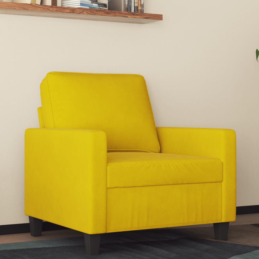 Fauteuil Jaune 60 cm Velours - XIOS