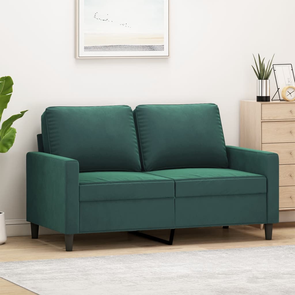 Canapé à 2 places Vert foncé 120 cm Velours - XIOS