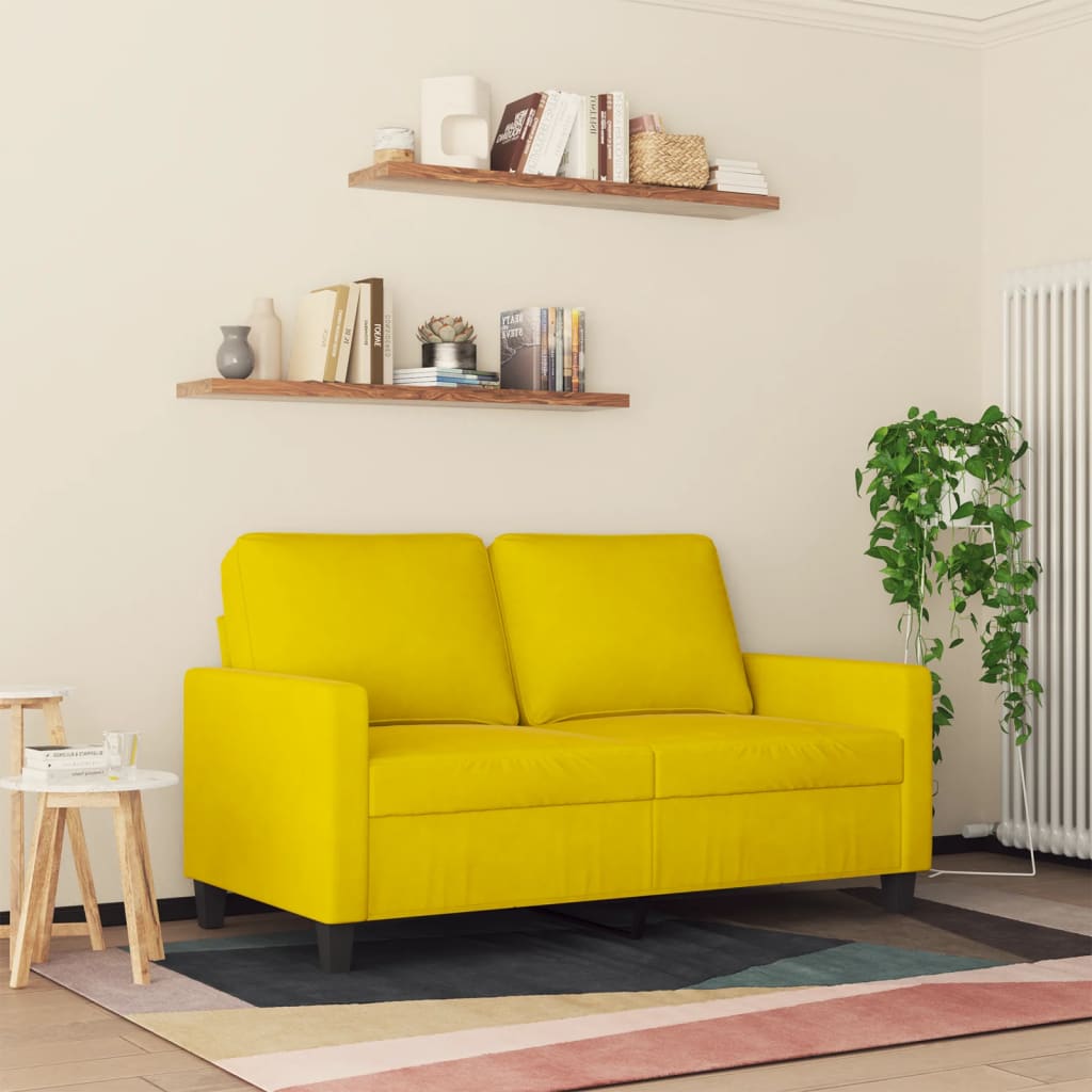 Canapé à 2 places Jaune 120 cm Velours - XIOS