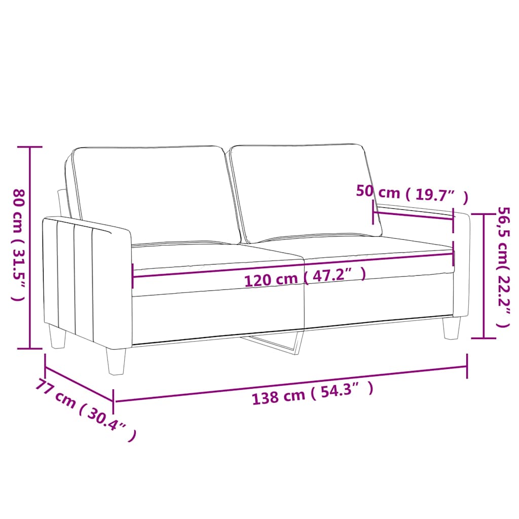 Canapé à 2 places Marron 120 cm Velours - XIOS