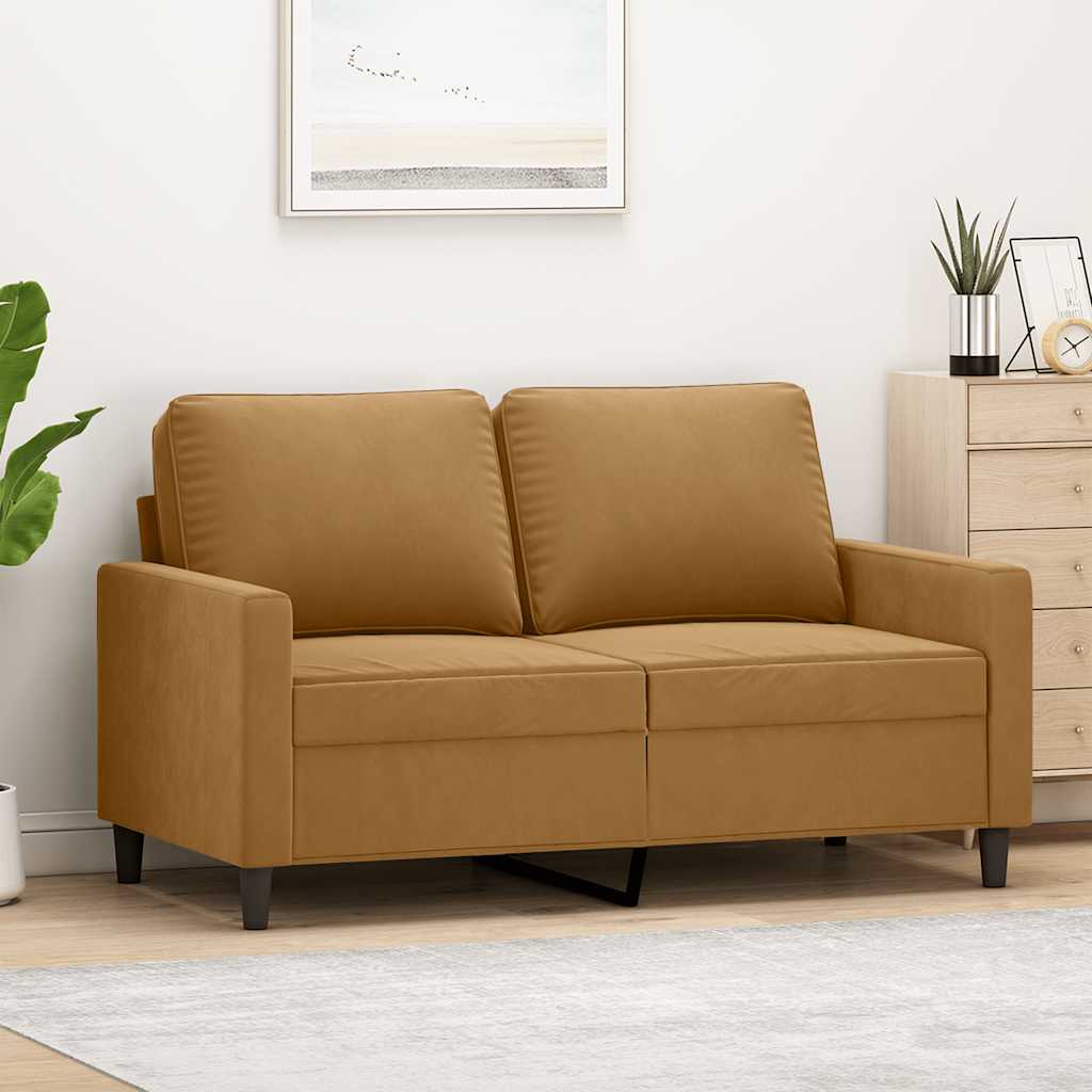 Canapé à 2 places Marron 120 cm Velours - XIOS