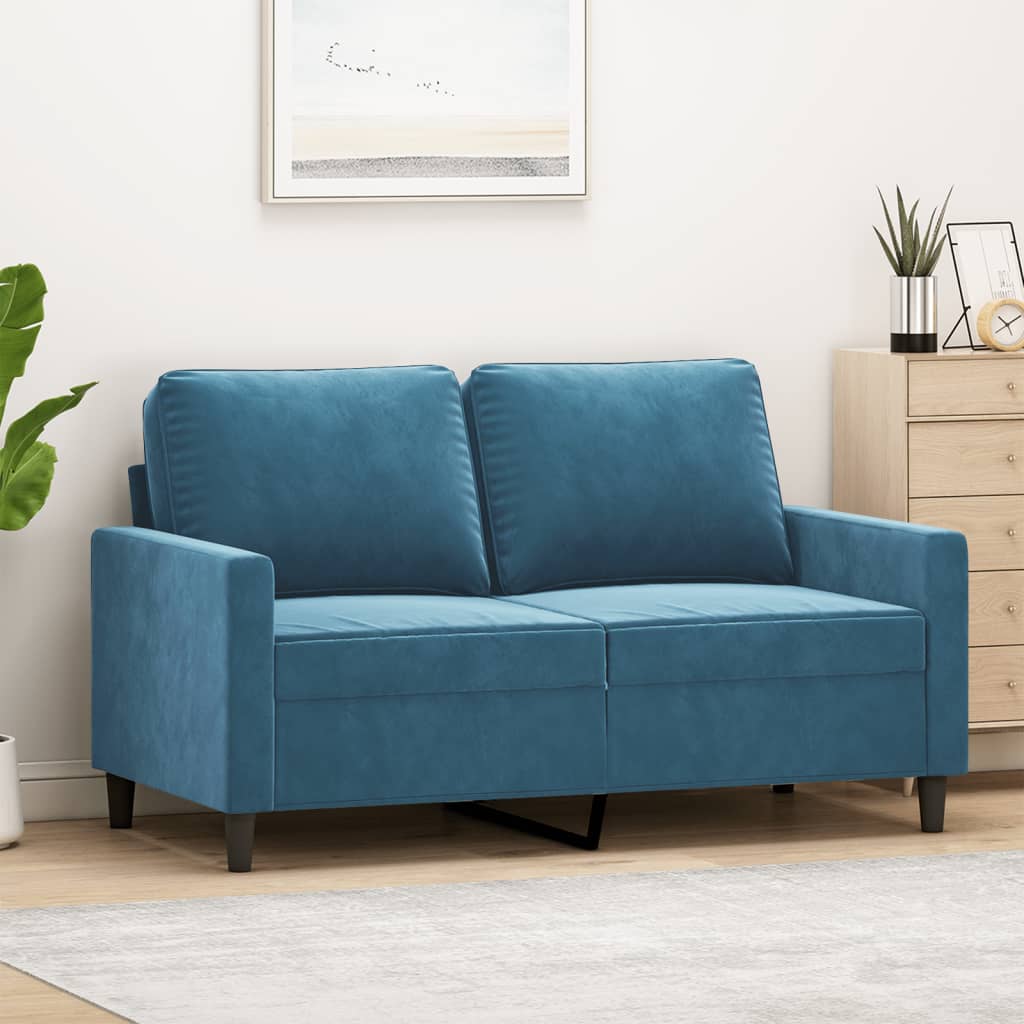 Canapé à 2 places Bleu 120 cm Velours Canapés vidaXL