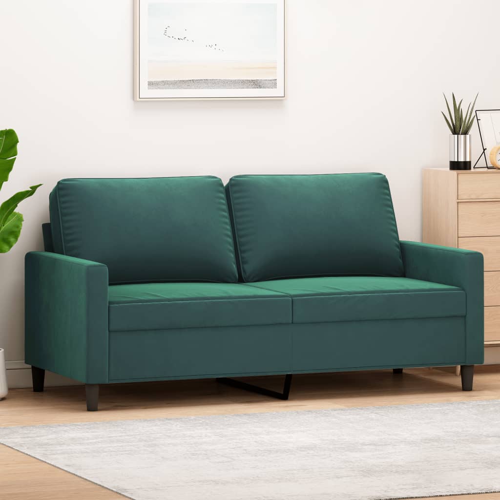Canapé à 2 places Vert foncé 140 cm Velours - XIOS
