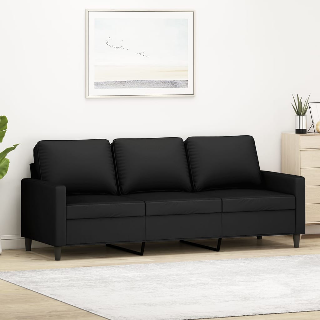 Canapé à 3 places Noir 180 cm Velours - XIOS