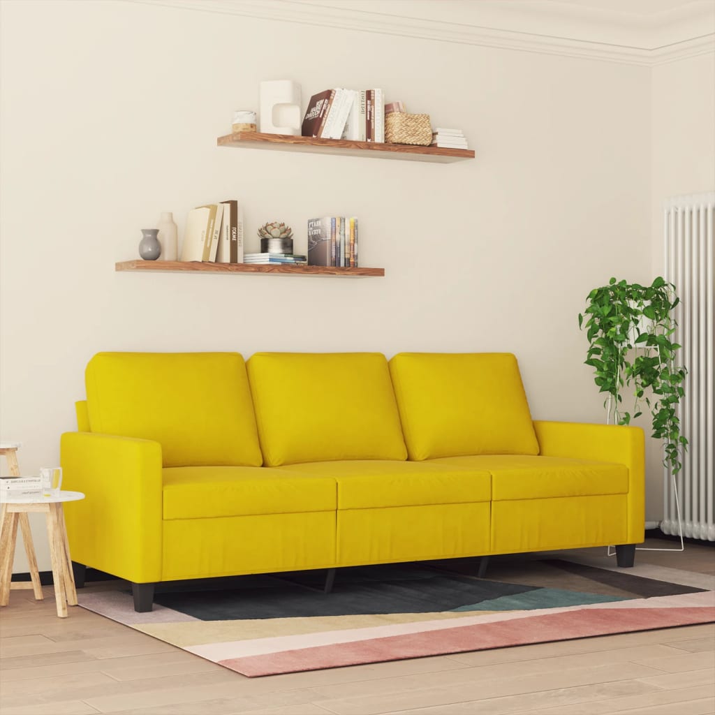 Canapé à 3 places Jaune 180 cm Velours - XIOS