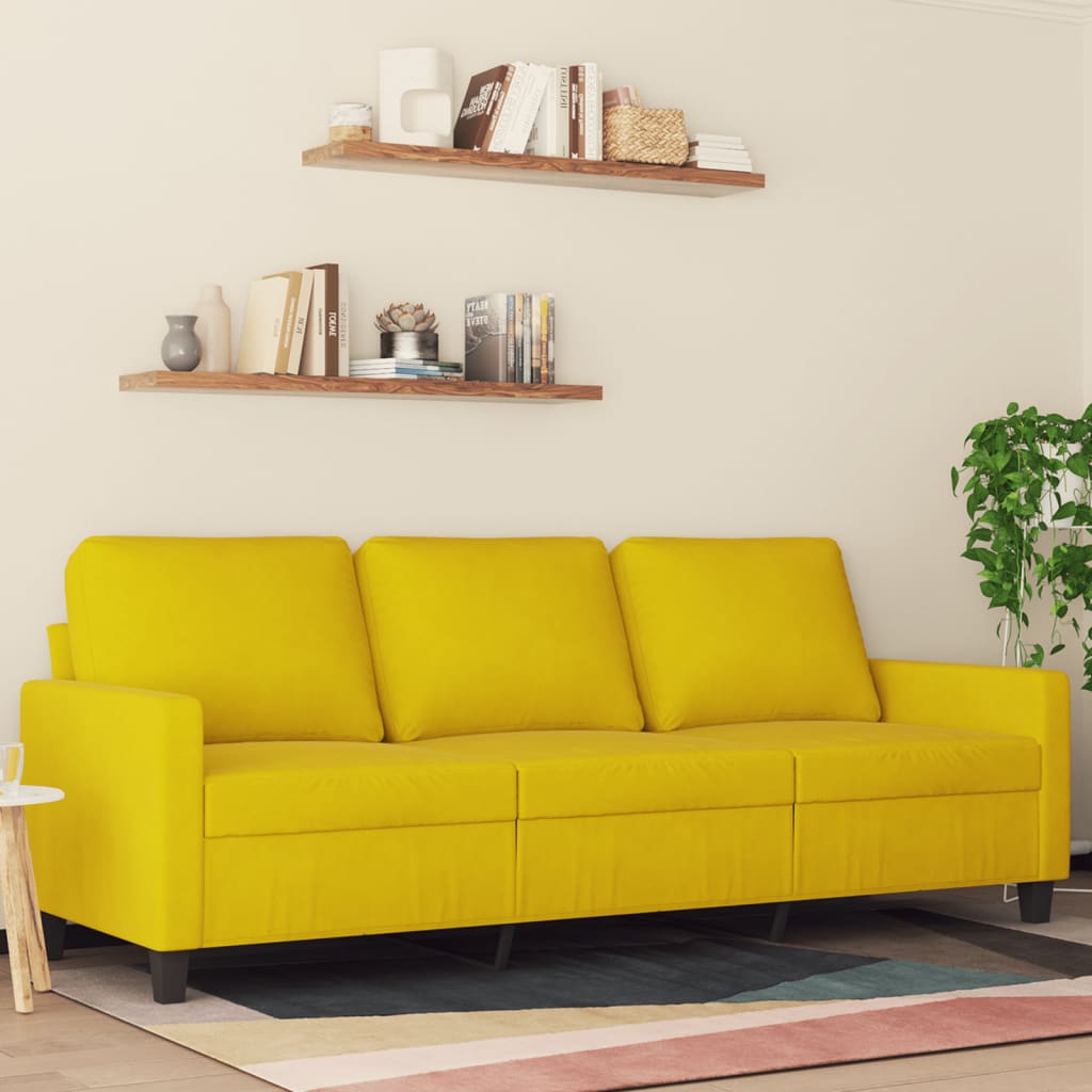 Canapé à 3 places Jaune 180 cm Velours - XIOS