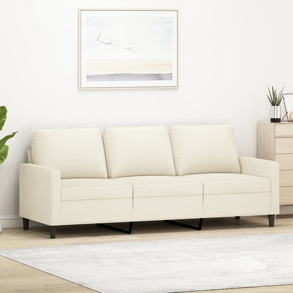 Canapé à 3 places Crème 180 cm Velours - XIOS