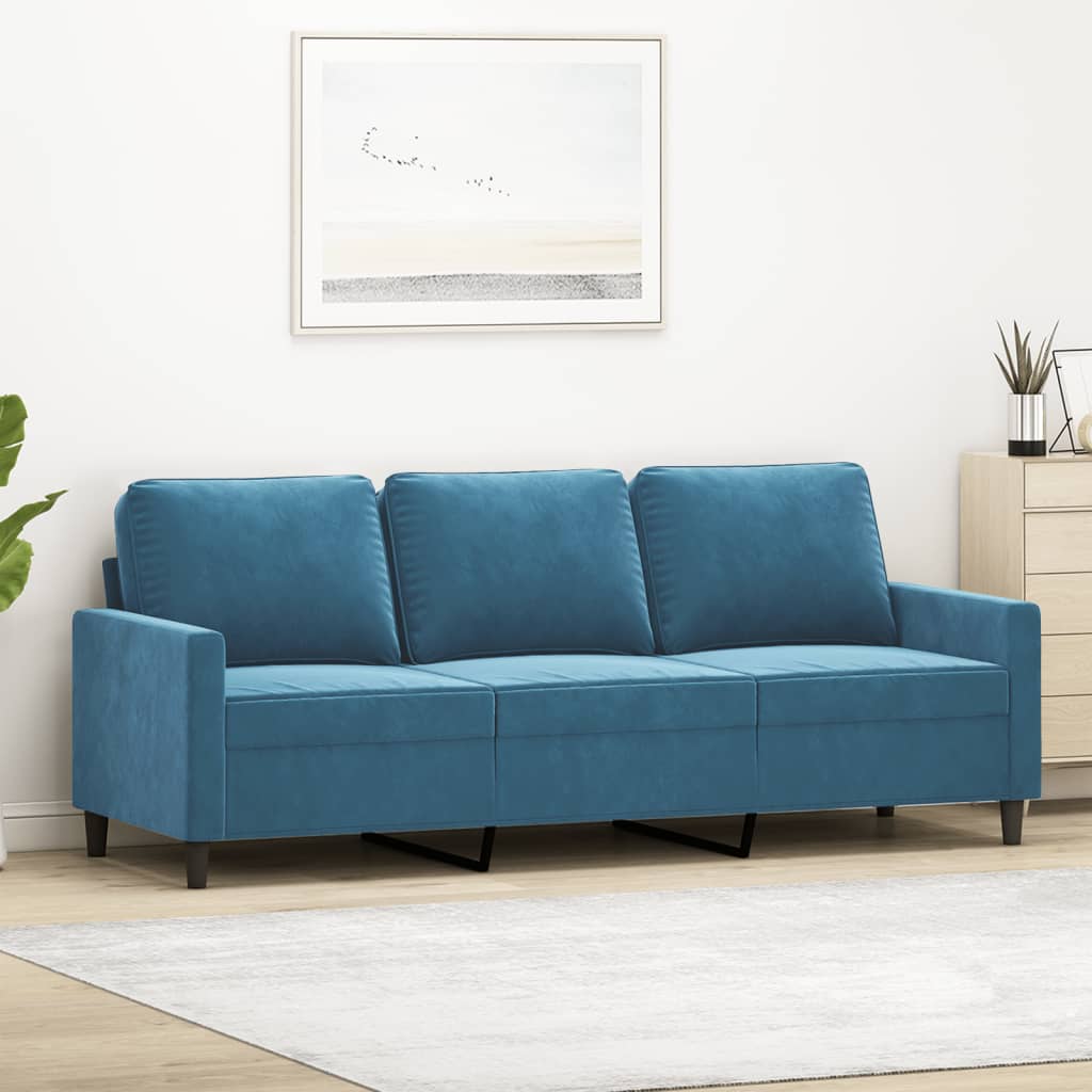 Canapé à 3 places Bleu 180 cm Velours - XIOS