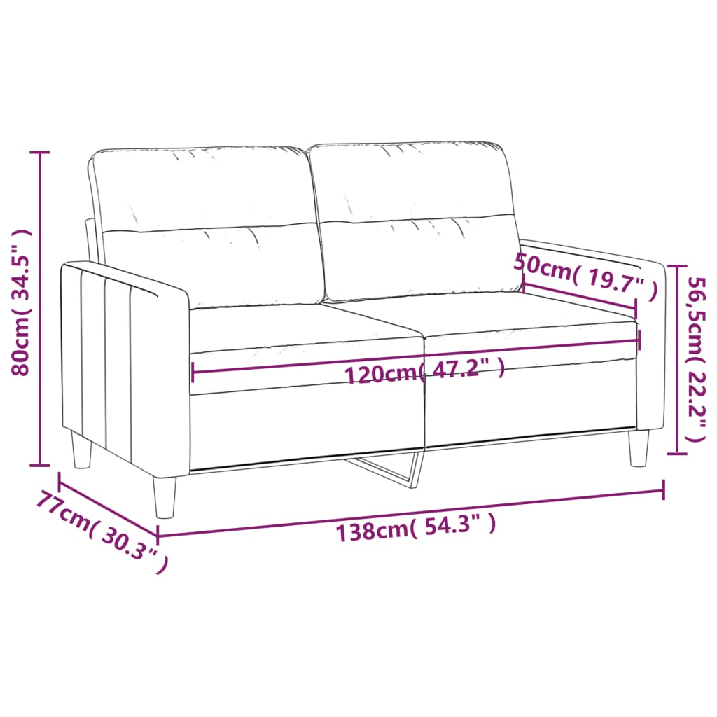 Canapé à 2 places Rouge bordeaux 120 cm Tissu - XIOS