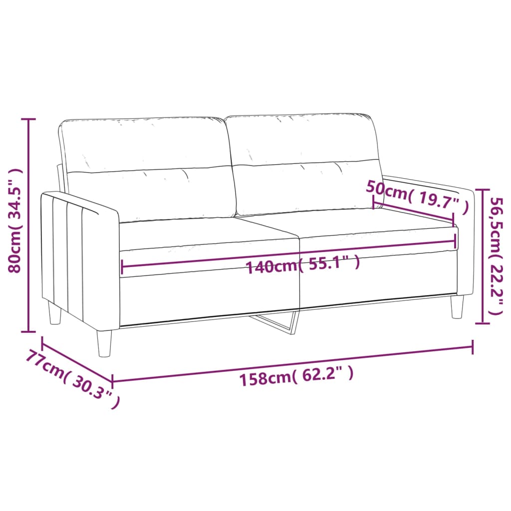 Canapé à 2 places Jaune clair 140 cm Tissu - XIOS