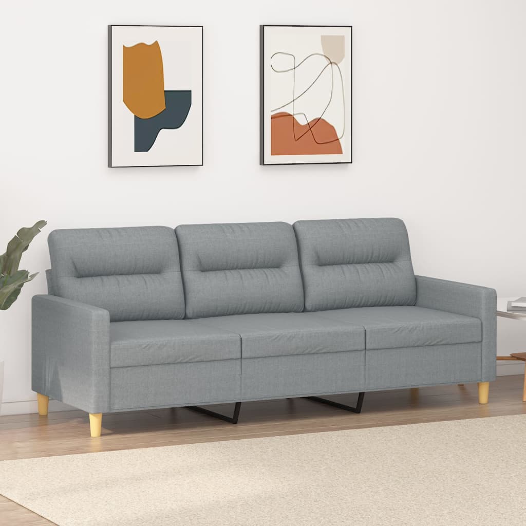 Canapé à 3 places Gris clair 180 cm Tissu - XIOS