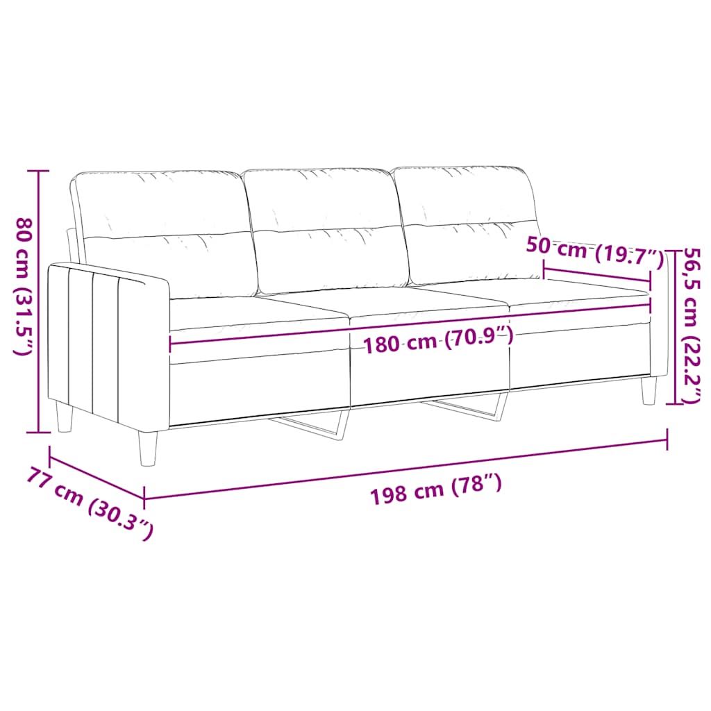 Canapé à 3 places Gris foncé 180 cm Tissu - XIOS