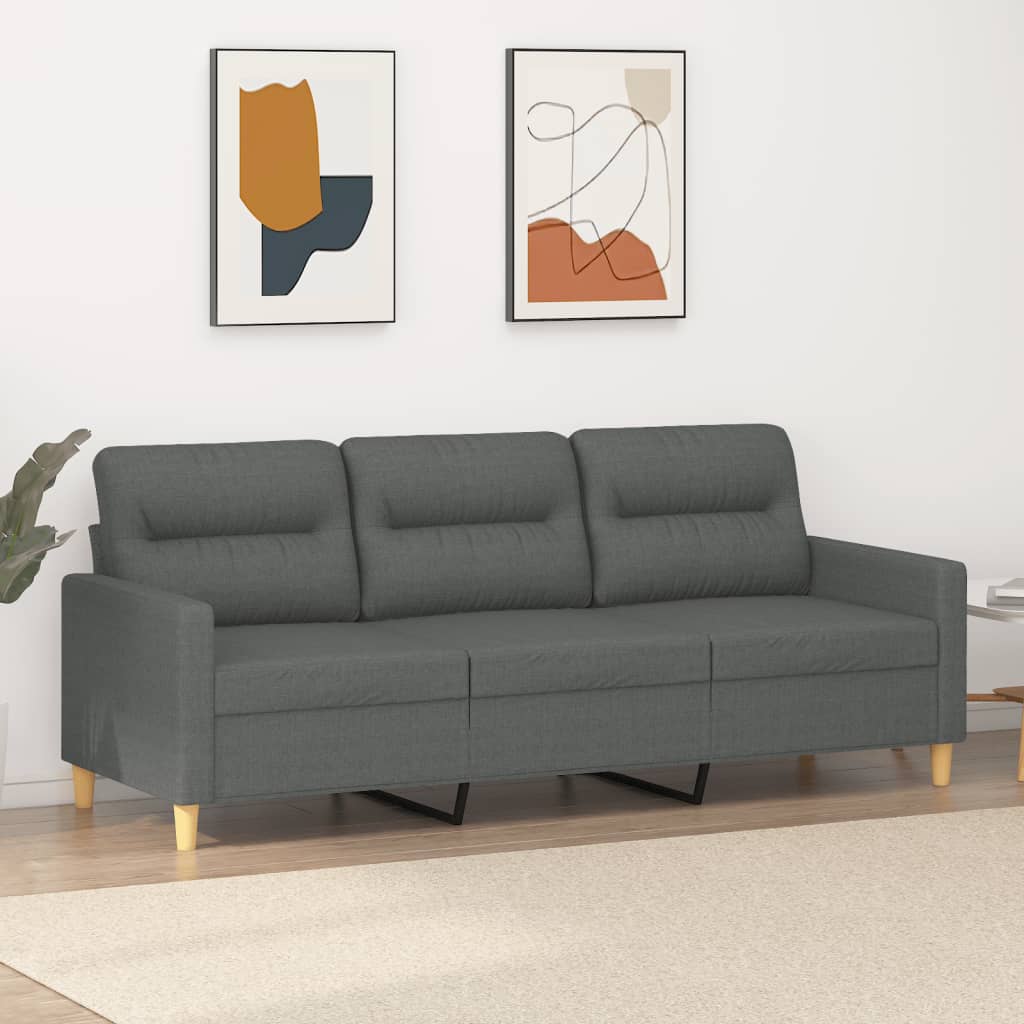 Canapé à 3 places Gris foncé 180 cm Tissu - XIOS