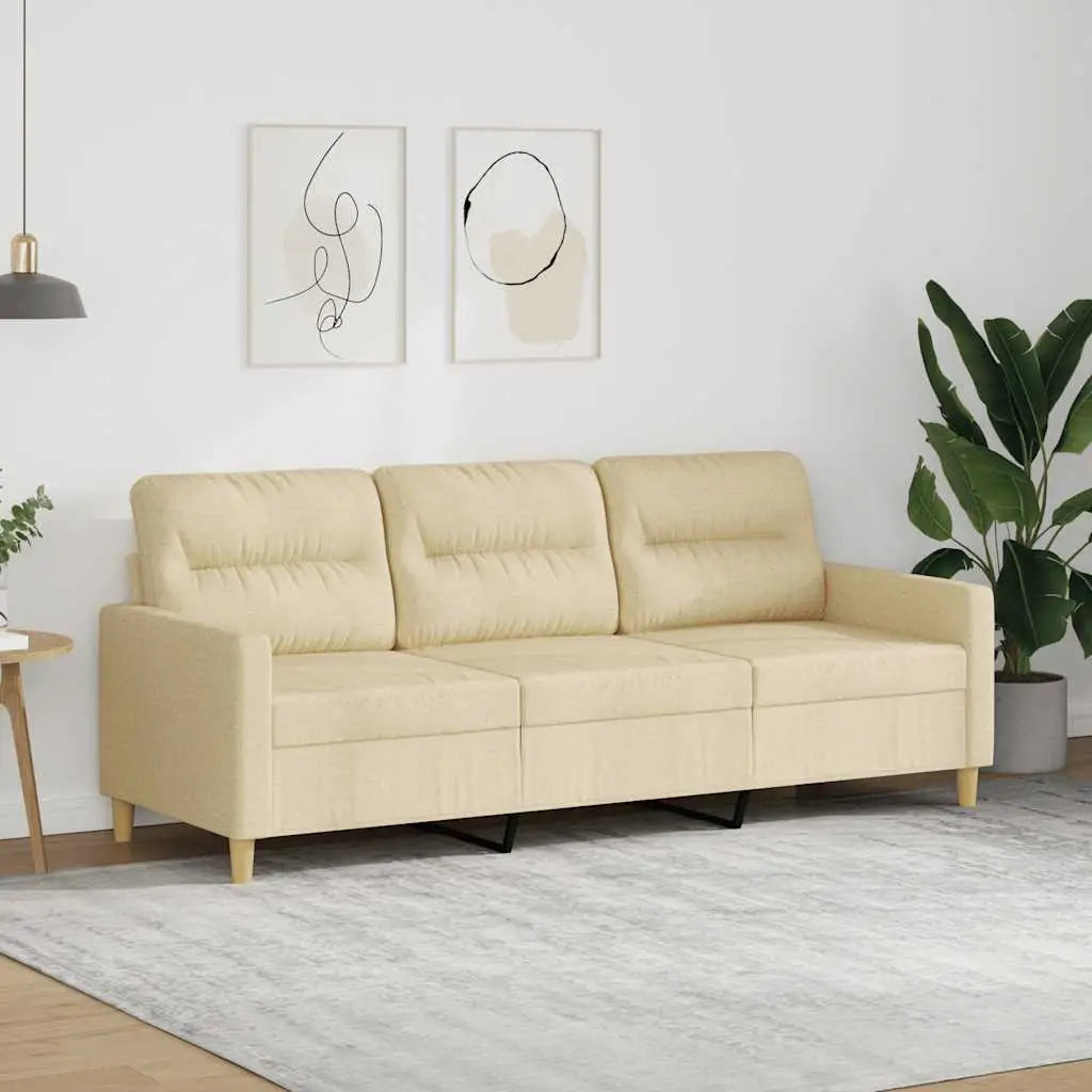 Canapé à 3 places Crème 180 cm Tissu - XIOS