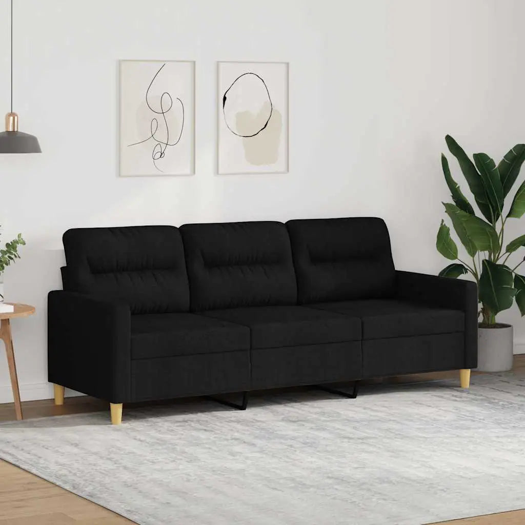 Canapé à 3 places Noir 180 cm Tissu - XIOS