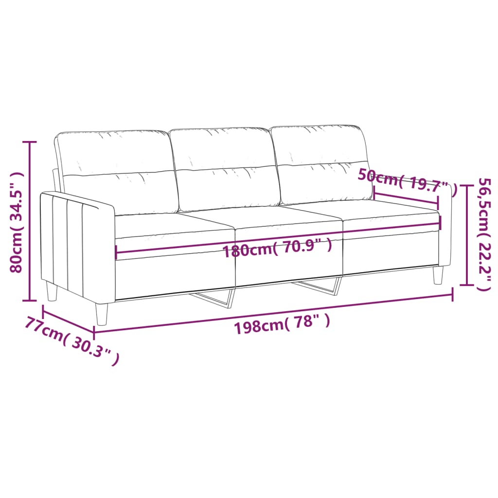 Canapé à 3 places Jaune clair 180 cm Tissu - XIOS