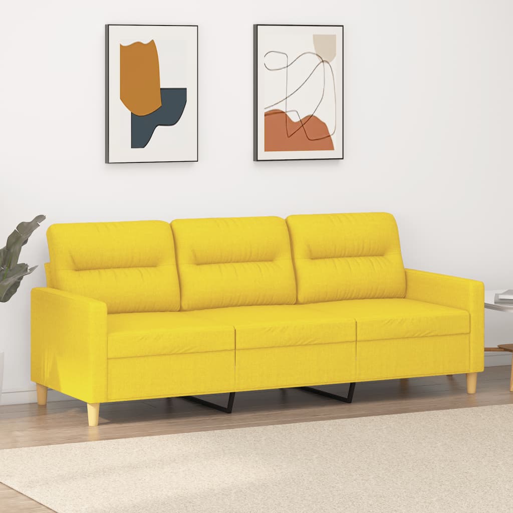 Canapé à 3 places Jaune clair 180 cm Tissu - XIOS
