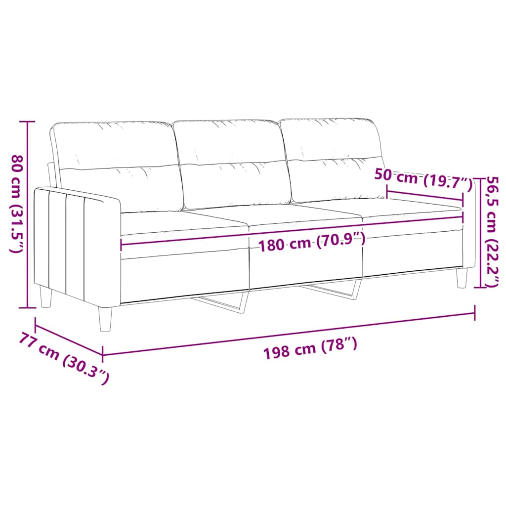 Canapé à 3 places Rouge bordeaux 180 cm Tissu - XIOS
