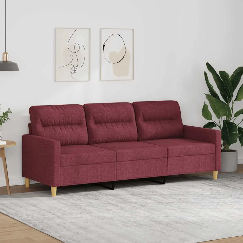 Canapé à 3 places Rouge bordeaux 180 cm Tissu - XIOS