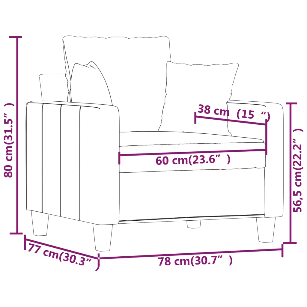 Fauteuil Gris clair 60 cm Tissu - XIOS