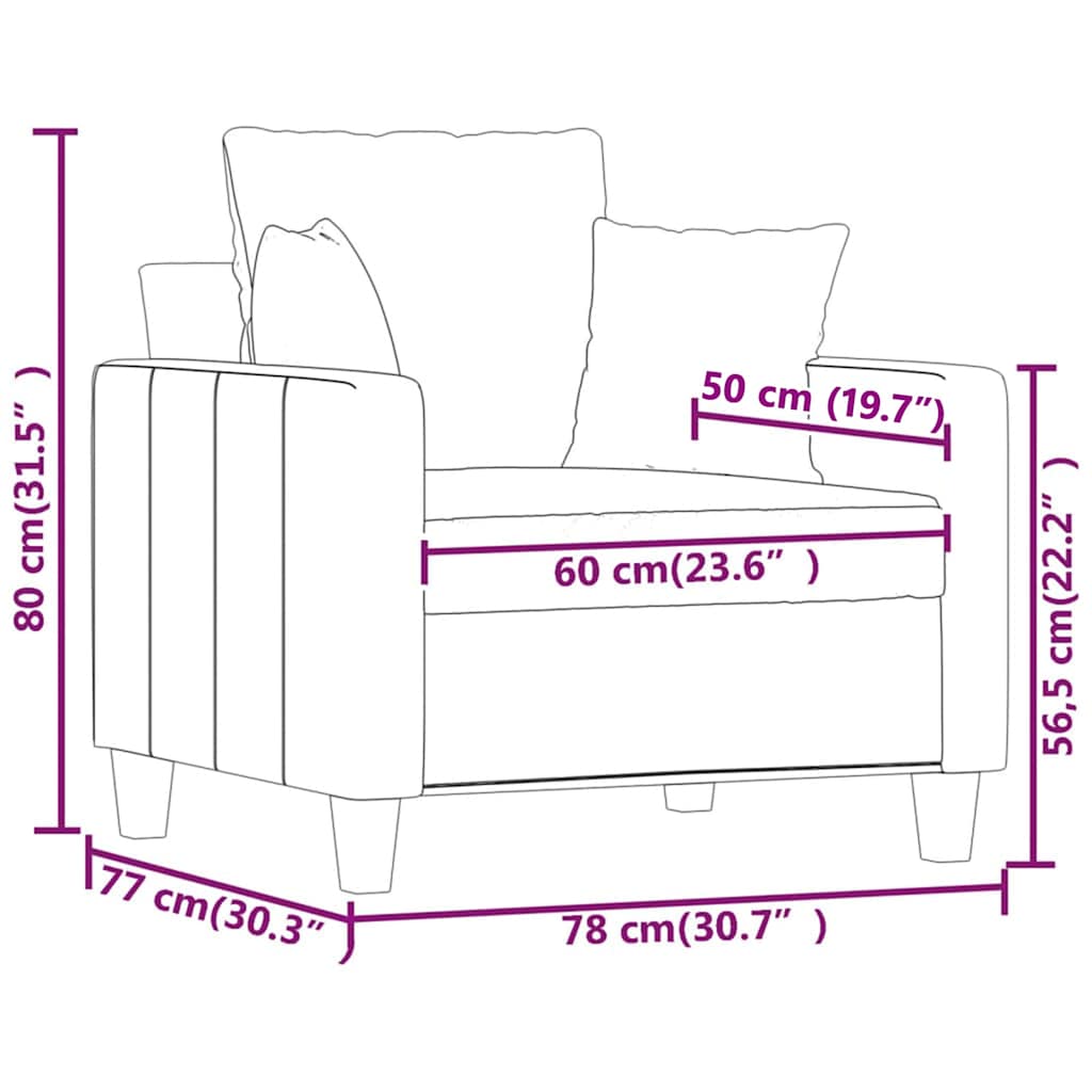 Fauteuil Taupe 60 cm Tissu - XIOS